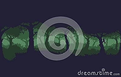 Pixel Art Forest Vector Illustration