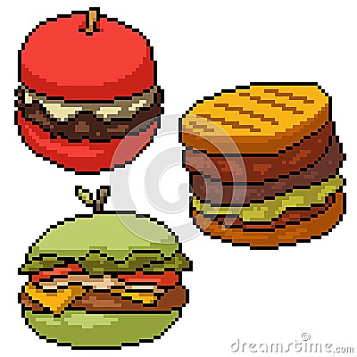 Pixel art fruit meat burger Stock Photo