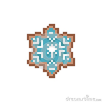 Pixel art gingerbread cookie snow design Vector Illustration