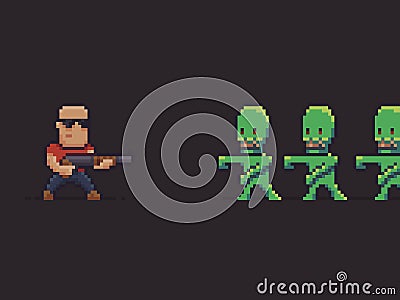 Pixel Art Zombies Vector Illustration