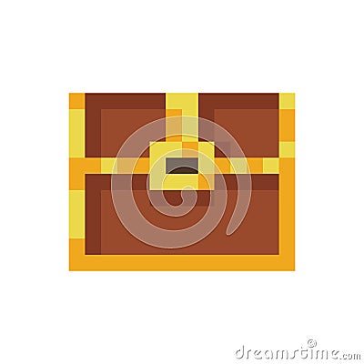 Pixel art icon of game object, treasure chest vector illustration. Vector Illustration