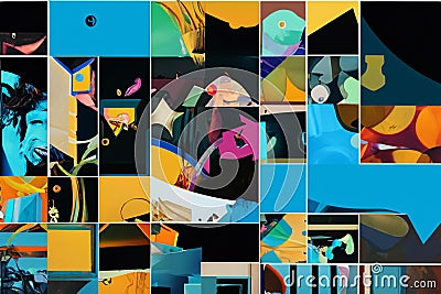 Pixel art. Illustrations and abstract patterns with color as the protagonist. Trip in Pixel Art. Generative AI. Stock Photo