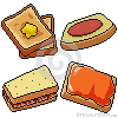 Pixel art isolated breakfast bread Vector Illustration