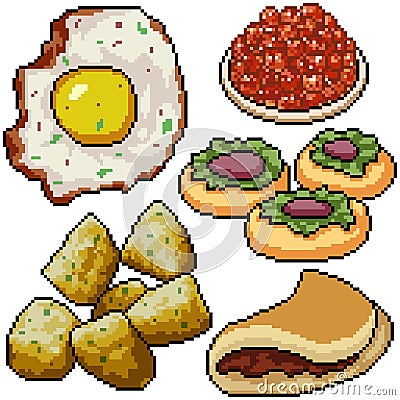 Pixel art isolated breakfast snack Vector Illustration