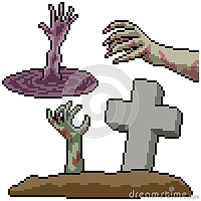 Pixel art isolated horror hand Stock Photo