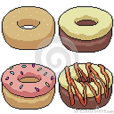 Pixel art isolated sweet donut Vector Illustration