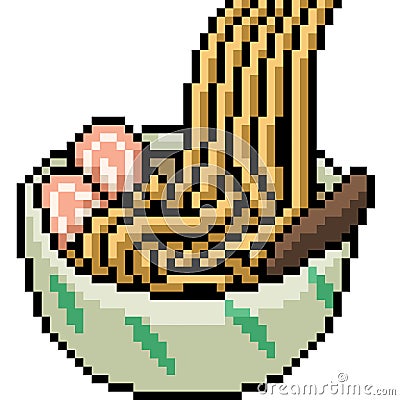 pixel art japanese noodle bowl Vector Illustration