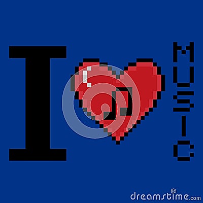 pixel art love music poster Stock Photo