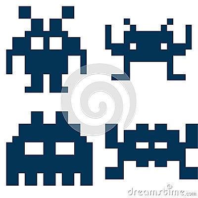 Pixel Art monsters icons illustration concept for retro videogames digital Stock Photo