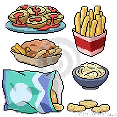 Pixel art potato snack food Vector Illustration