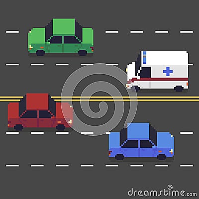 Pixel Art Road Vector Illustration