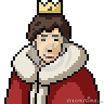 pixel art royal king smile Vector Illustration