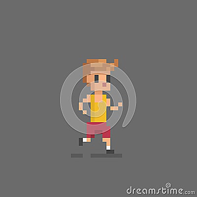 Pixel art style icon running man. Vector Illustration