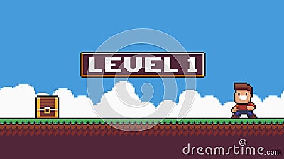 Pixel Art Scene Vector Illustration