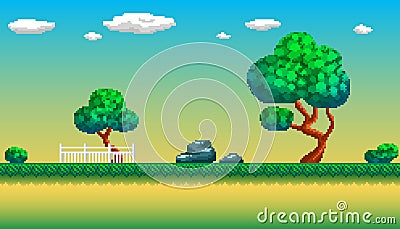 Pixel art seamless background. Vector Illustration