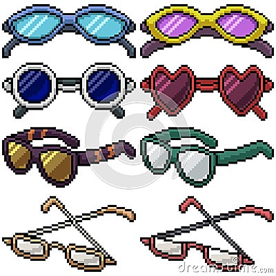 Pixel art isolated glasses fashion Vector Illustration