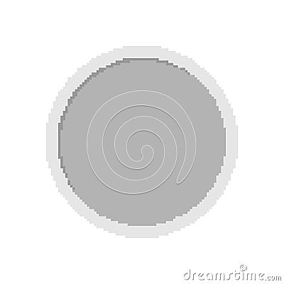 Pixel Art Silver Empty Coin Icon. 8-bit Retro Video Game Style. Blank Coin of Silver for Game. Isolated Vector Vector Illustration