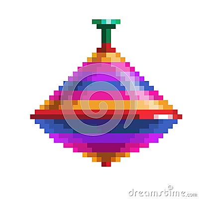 Pixel art spinning top icon, vector illustration Vector Illustration