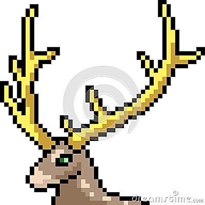 pixel art yellow horn deer Vector Illustration