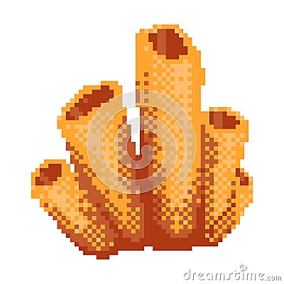 Pixel art yellow tubular coral. Ocean and sea flora and fauna 8-bit illustration for retro video game. Vector Illustration