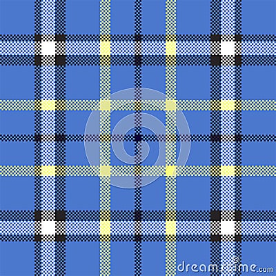 Pixel background vector design. Modern seamless pattern plaid. Square texture fabric. Tartan scottish textile. Beauty color madras Vector Illustration