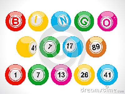 Pixel bingo balls Vector Illustration