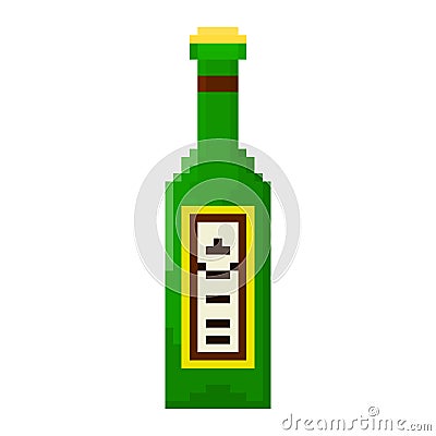 Pixel bottle of beer Vector Illustration