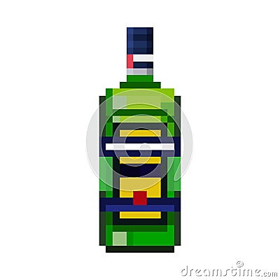 Pixel Bottle of herbal liqueu Stock Photo