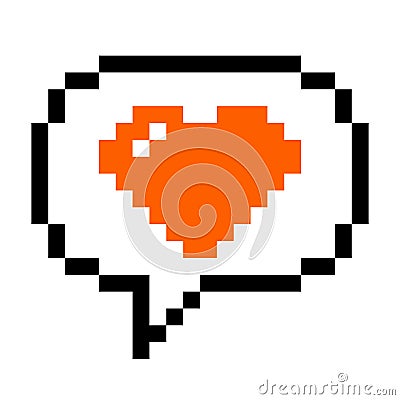 Pixel bubble speech with love image. Vector Illustration of pixel Vector Illustration