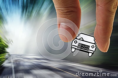 Pixel car icon Stock Photo