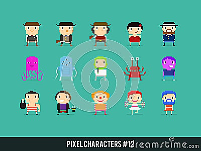 Pixel Characters Vector Illustration