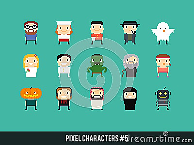 Pixel Characters Vector Illustration