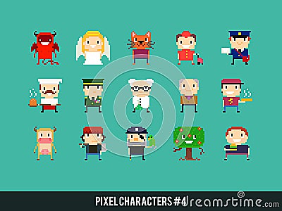 Pixel Characters Vector Illustration