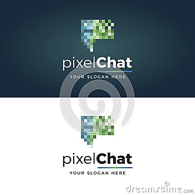Pixel Chat Logo Vector Illustration