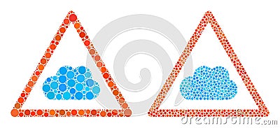 Spheric Dot Cloud Warning Icon Mosaic Vector Illustration