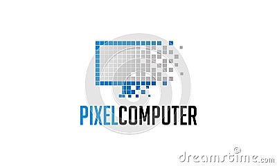 Pixel Computer Logo Stock Photo