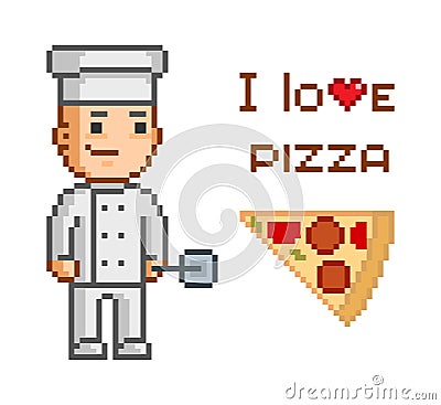 Pixel concept for pizzeria. Stock Photo