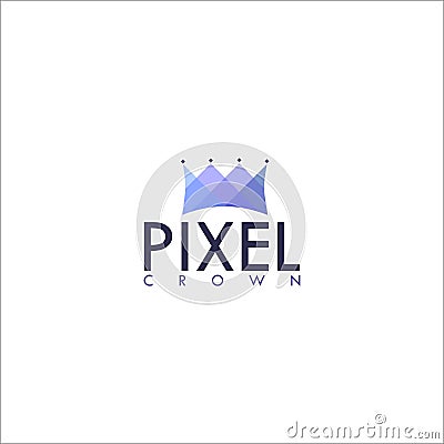 Pixel Crown Logo Design Vector Vector Illustration