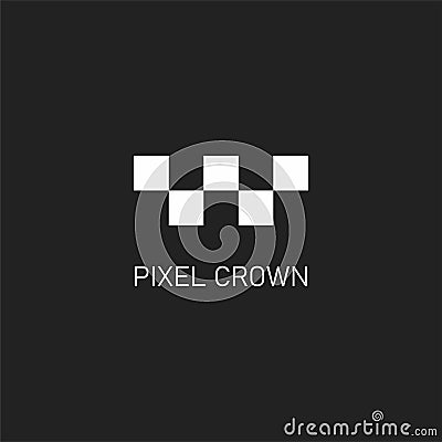 pixel crown simple sign logo full vector Vector Illustration
