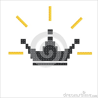 pixel crown on a white background is made of constructor Vector Illustration