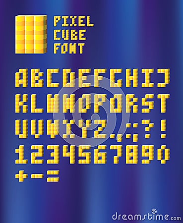 Pixel cube font Vector Illustration