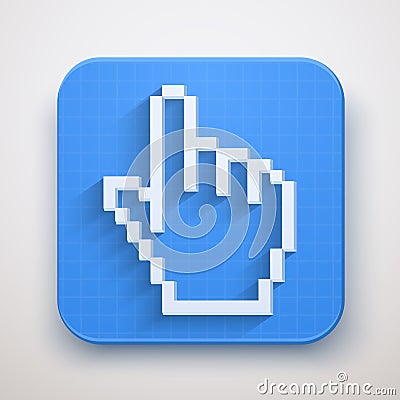 Pixel cursor icon click mouse hand Vector Illustration