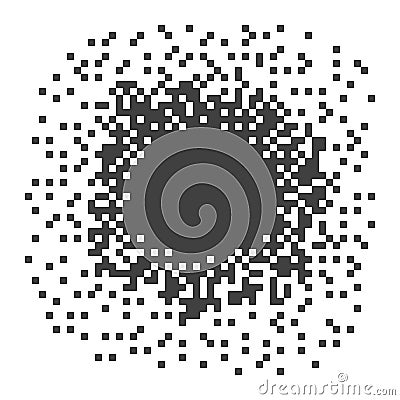 Pixel dark illustration. The element dissolves into many squares. Vector objects isolated on background. Vector Illustration