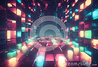 Pixel Depth 3D Abstract Background stock illustrationVideo Game, Three Dimensional, Backgrounds, Pixelated, Border - Frame Stock Photo