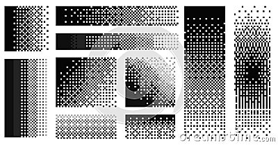 Pixel disintegration background. Retro 8 bit game effect, old TV screen damage, 2D sprite graphic. Vector dithering and Vector Illustration