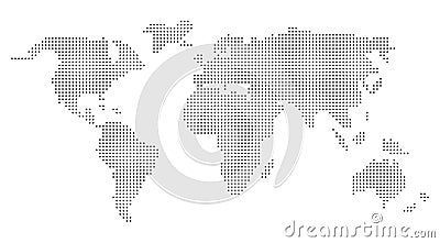 Pixel dots vector world map in grey. Vector Illustration