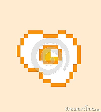 Pixel egg yolk image. sunny side up Vector Illustration