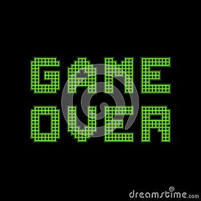 Pixel Game Over Message Vector Illustration