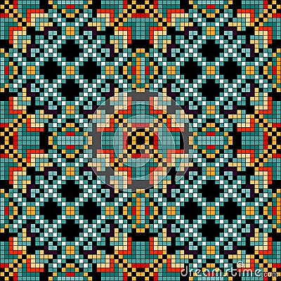 Pixel geometric background in retro style seamless pattern vector illustration Vector Illustration