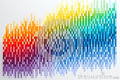 Pixel geometric illustration in rainbow colors Cartoon Illustration